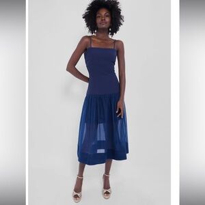 Navy Drop Waist Midi Dress (Tuckernuck by Hyacinth House)